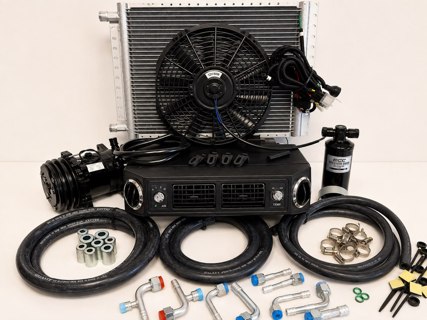 A/C KIT UNIVERSAL UNDERDASH EVAPORATOR 406-100 H/C 12V COMPRESSOR 2A-BLACK