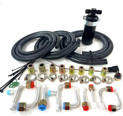 Universal UnderDash A/C Kit 202- 14X18 Condenser w/ Electric Harness, 2A-V Belt
