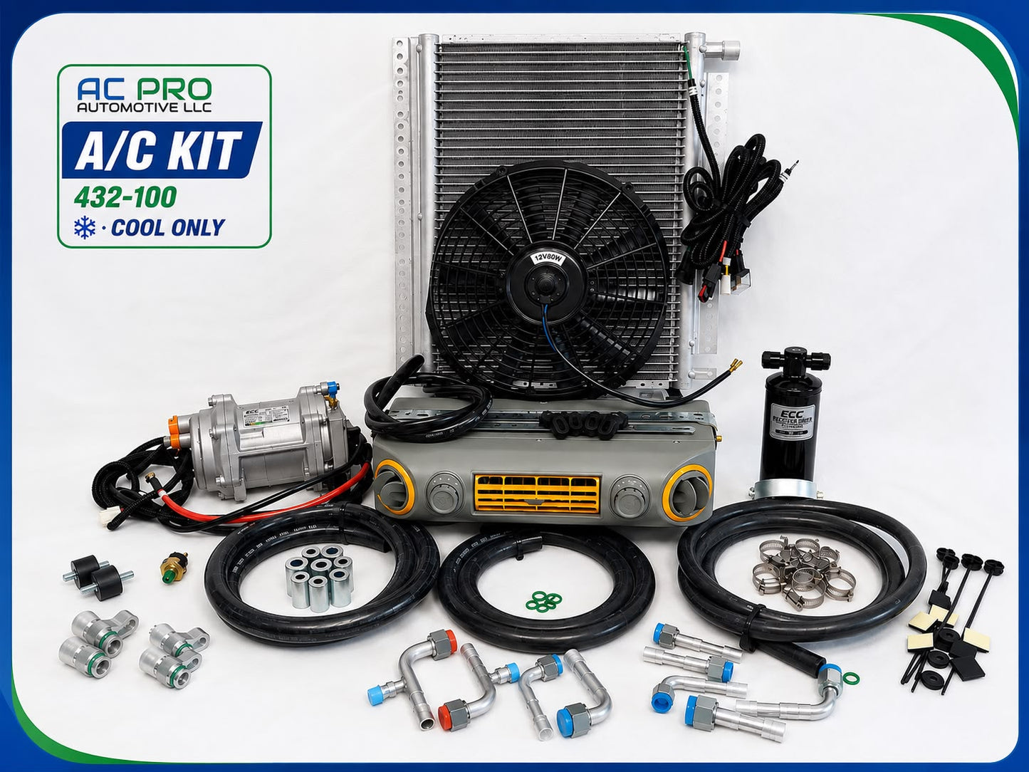 UNIVERSAL UNDERDASH EVAPORATOR A/C KIT 432-100GREY CONDENSER 20*12 ELECTRIC-C/O