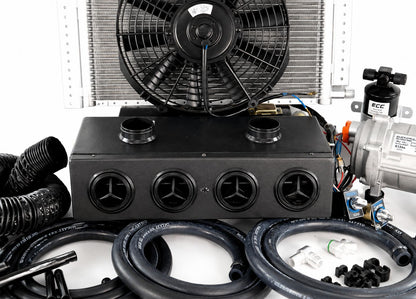 A/C KIT HEAT & COOL 404 WITH 2 AUXILIARY DEFROSTER BLACK VENT 100% ELECTRIC