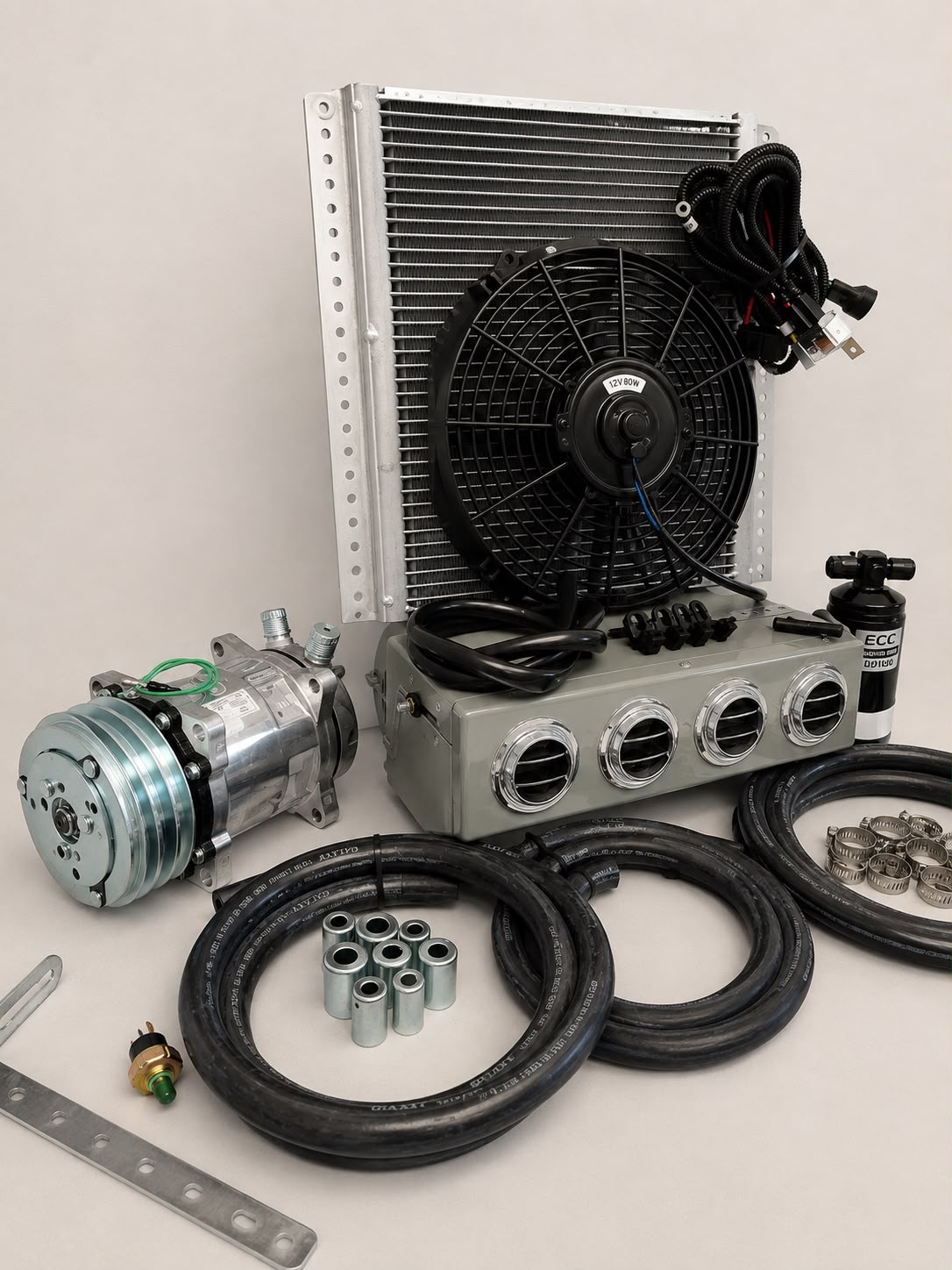 A/C KIT UNIVERSAL UNDER DASH EVAPORATOR 432-0 SH GREY CONDENSER 20H*12L*20mm