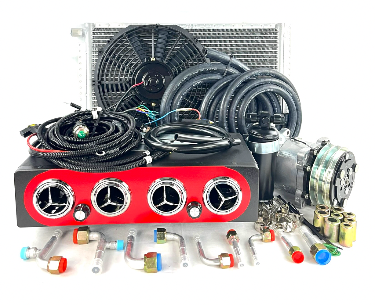 A/C KIT UNIVERSAL UNDER DASH EVAPORATOR 404-000 RED CHROME LOUVER HEAT AND COOL