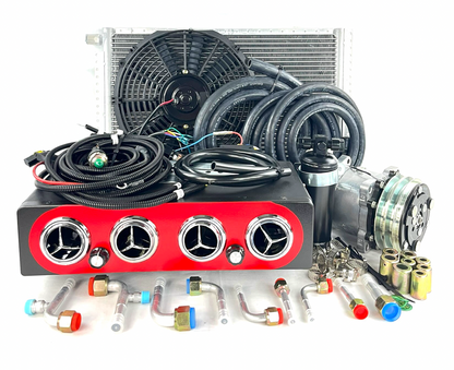 A/C KIT UNIVERSAL UNDER DASH EVAPORATOR 404-000 RED CHROME LOUVER HEAT AND COOL