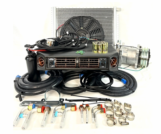 A/C KIT UNIVERSAL UNDERDASH EVAPORATOR 404-100 GOLD 12V WITH ELECTRICAL HARNESS