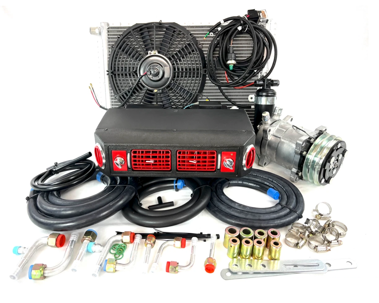 A/C KIT UNIVERSAL UNDERDASH EVAPORATOR 432-100 RED  12V WITH ELECTRICAL HARNESS
