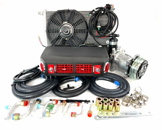 A/C KIT UNIVERSAL UNDERDASH EVAPORATOR 432-100 RED  12V WITH ELECTRICAL HARNESS
