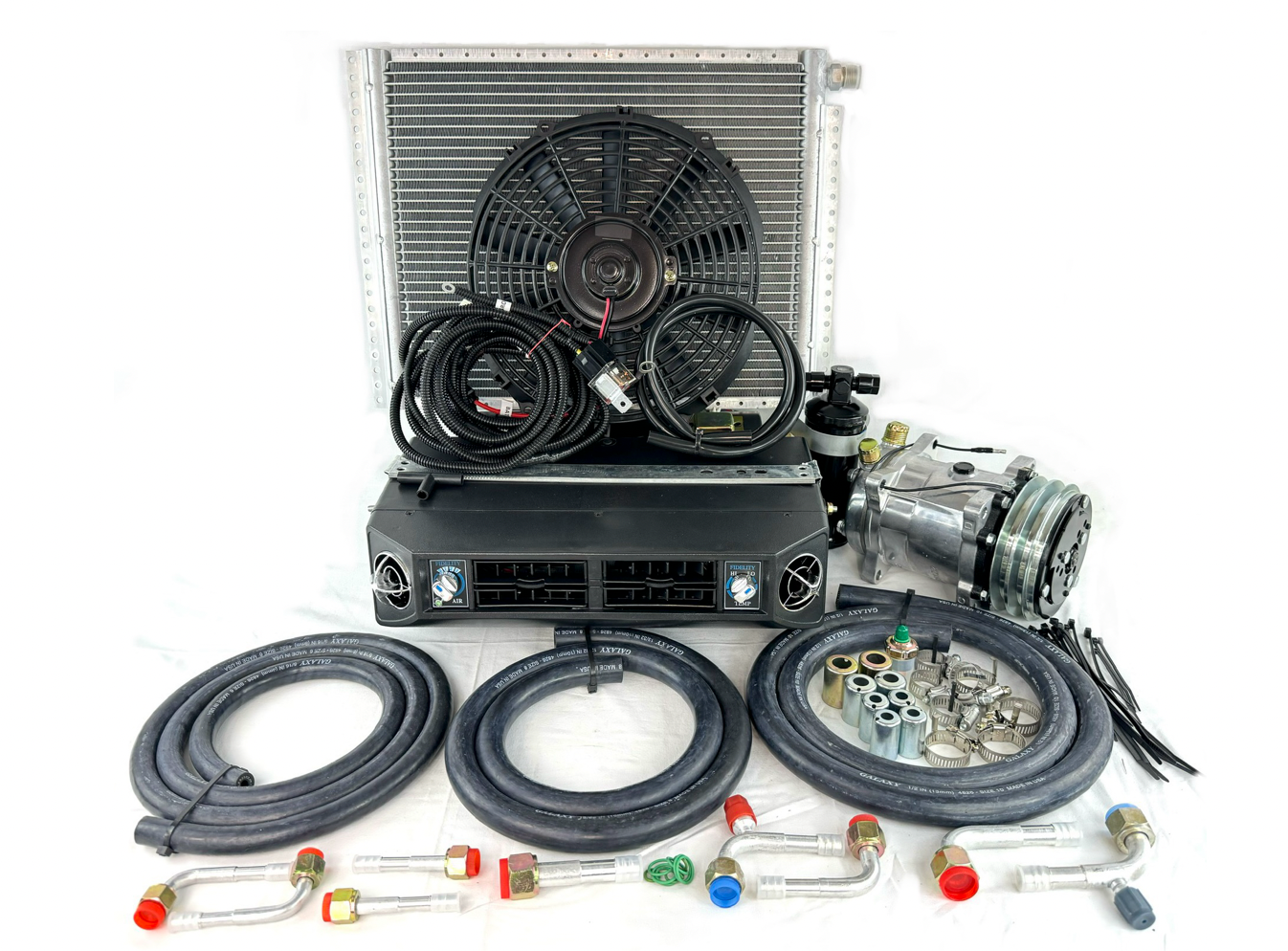 A/C KIT UNIVERSAL UNDERDASH 404 CHROME  COOL ONLY 13700 BTU ELECTRICAL HARNESS
