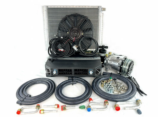 A/C KIT UNIVERSAL UNDERDASH 404 CHROME  COOL ONLY 13700 BTU ELECTRICAL HARNESS
