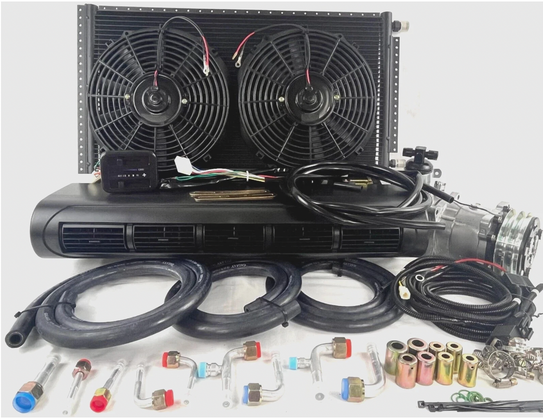 A/C KIT UNIVERSAL UNDER DASH EVAPORATOR BEU 228-100 BLACK 12V WITH ELEC HARNESS
