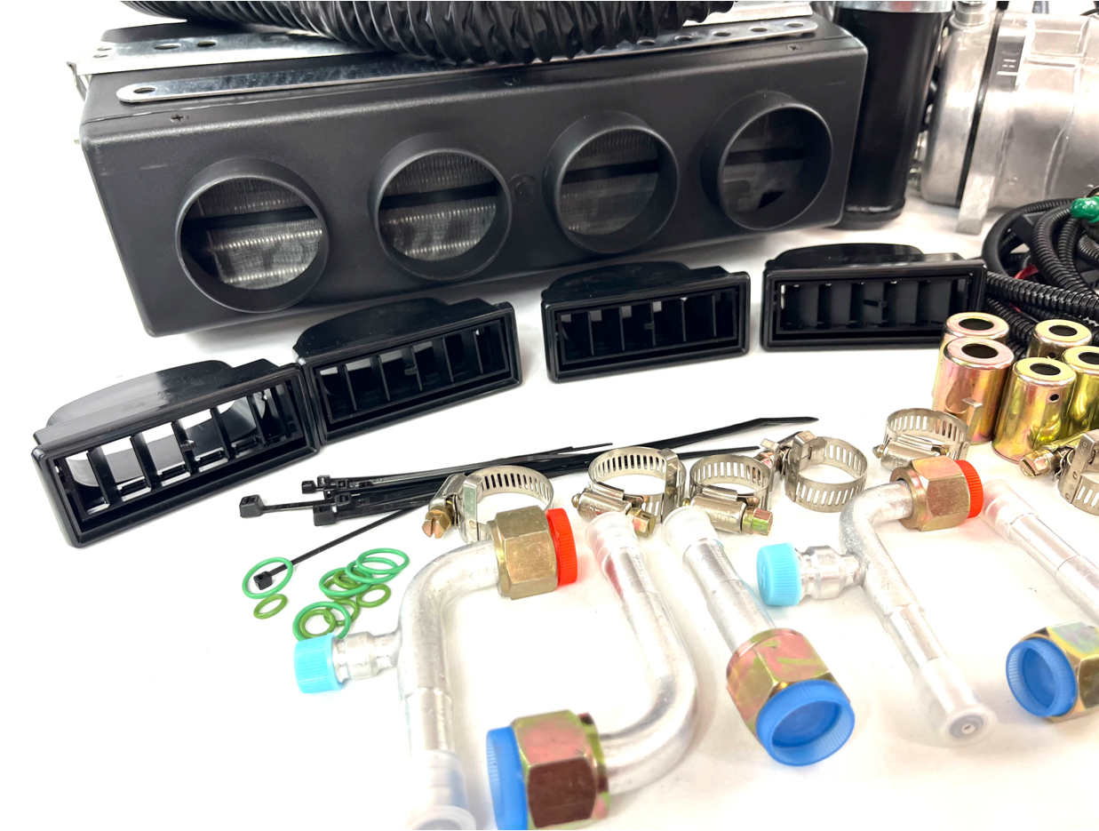 NEW A/C-KIT UNDER DASH EVAPORATOR COMPRESSOR 404 HEAT & COOL DDBL 12 V ELECTRIC
