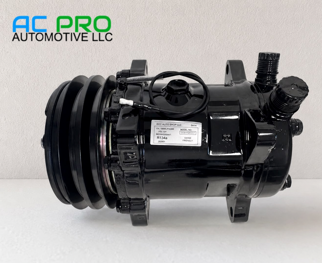 A/C Compressor-Sanden Style 2A Groove Pulley 12v coil - COLOR BLACK