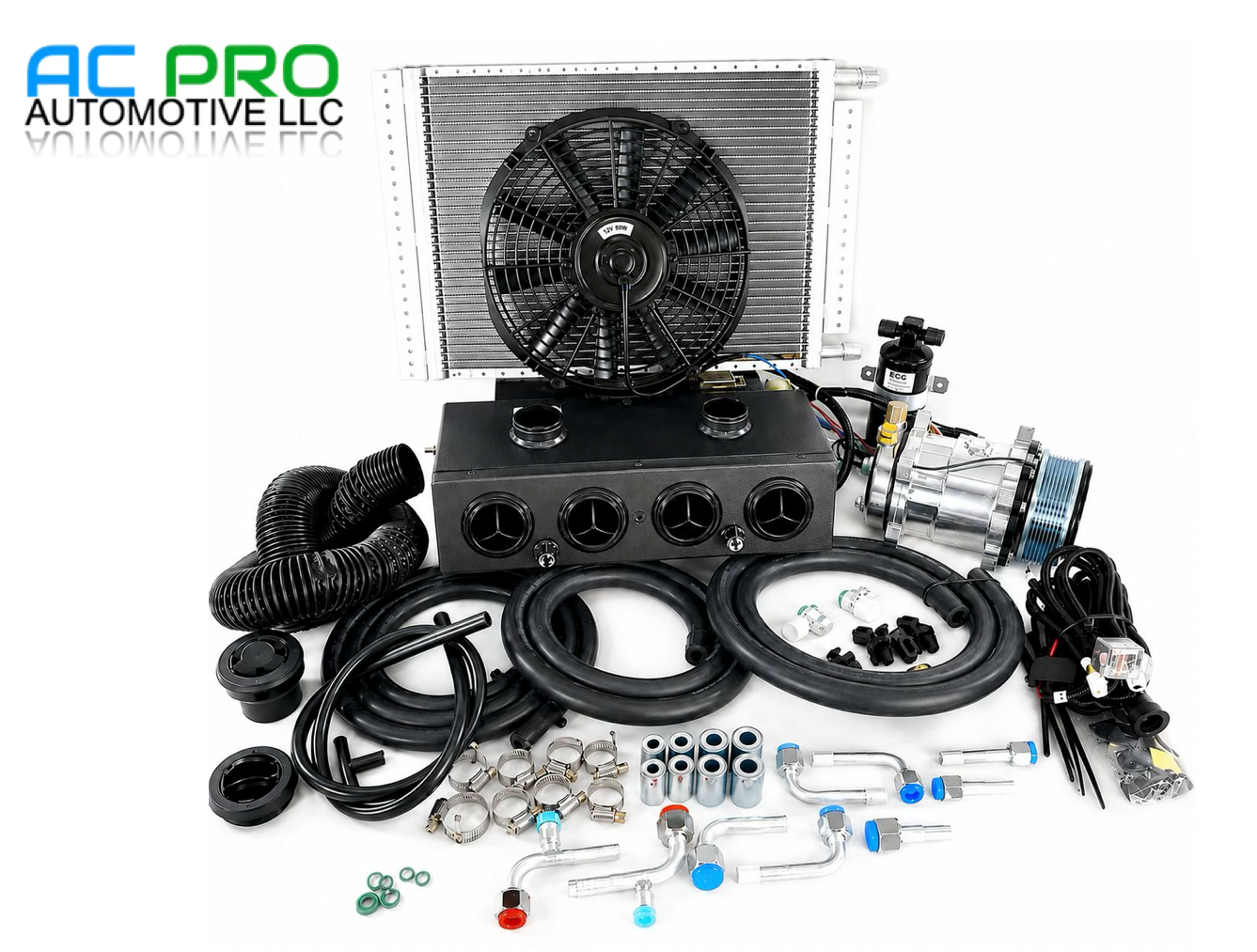 A/C KIT UNIVERSAL UNDER DASH H &C 404-0 BLACK VENTS DEFROSTER VENT PV8 SW
