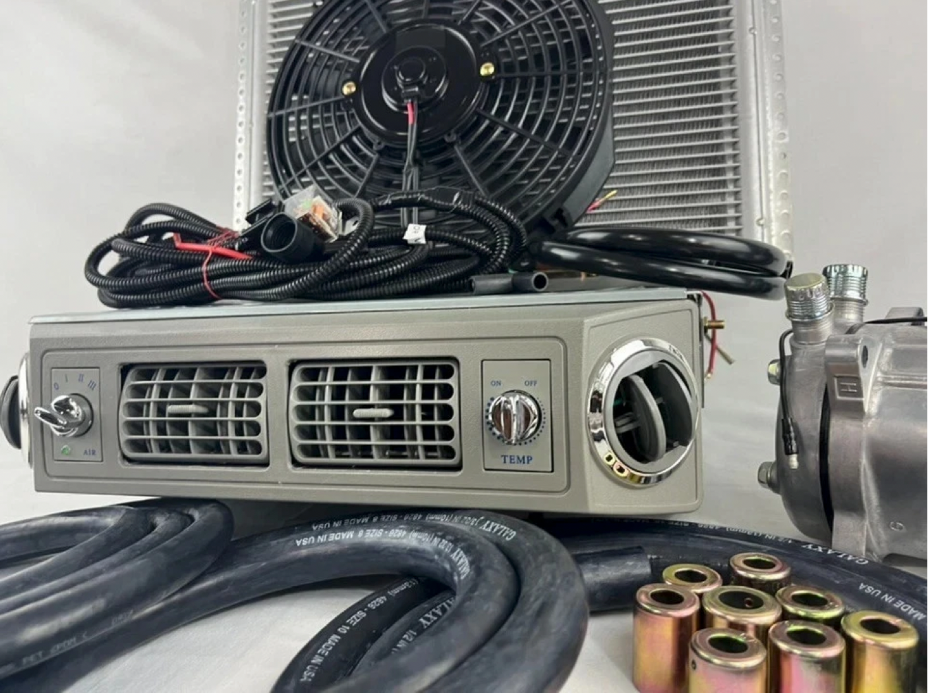 A/C KIT UNIVERSAL UNDER DASH EVAPORATOR 406-100 GREY 12V WITH ELECTRICAL HARNESS