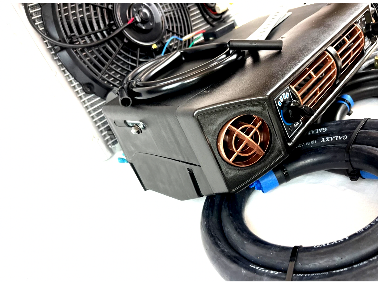 A/C KIT UNIVERSAL UNDERDASH EVAPORATOR 404-100 GOLD 12V WITH ELECTRICAL HARNESS
