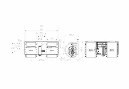 SPAL 017-B39-22 24V DOUBLE BLOWER ASSEMBLY 73R5624 RD-5-9204-1P 006-B40-22