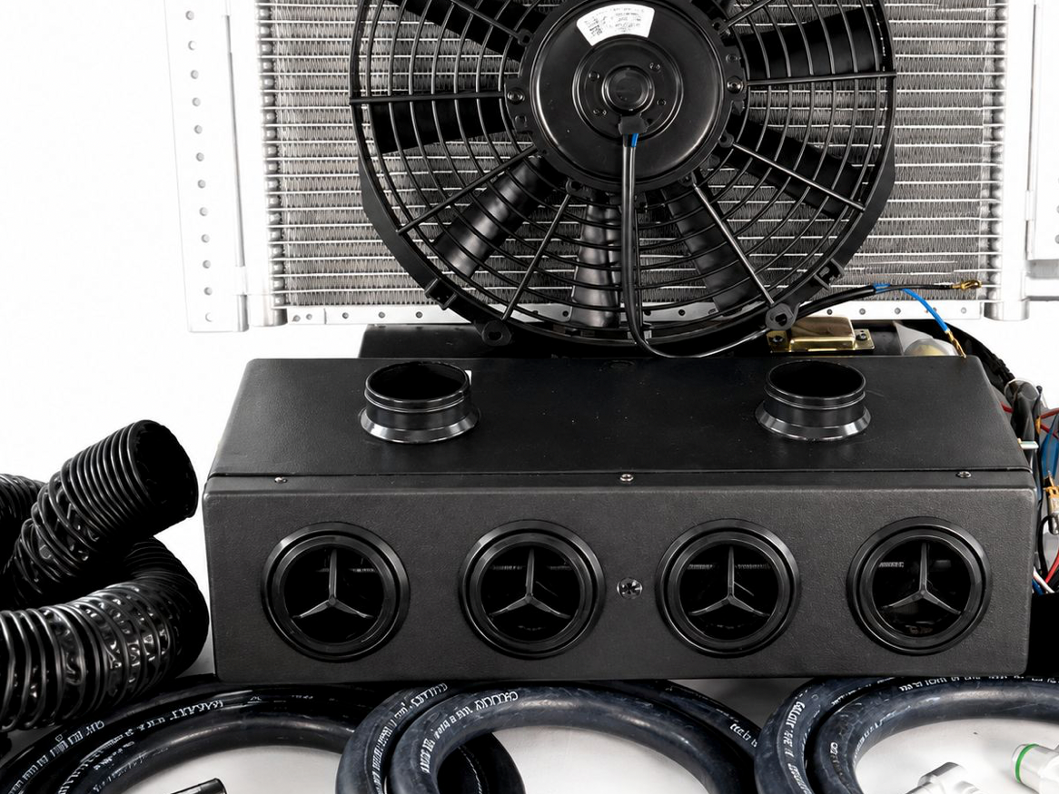 A/C KIT HEAT & COOL 404 WITH 2 AUXILIARY DEFROSTER BLACK VENT 100% ELECTRIC