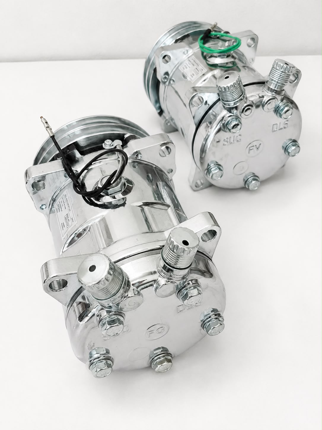 A/C Compressor-Sanden Style 2A Groove Pulley 12v coil - COLOR SILVER OR CHROME