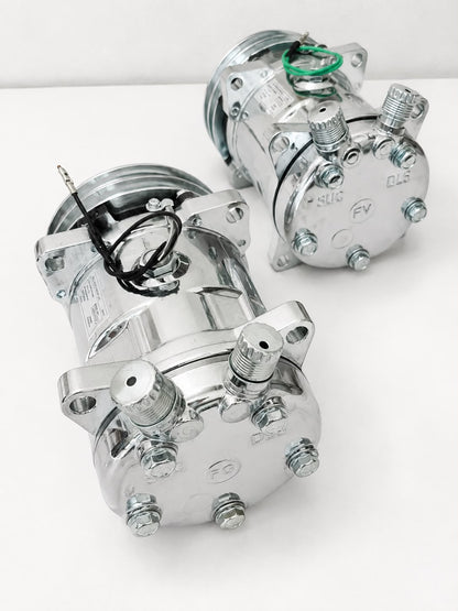 A/C Compressor-Sanden Style 2A Groove Pulley 12v coil - COLOR SILVER OR CHROME