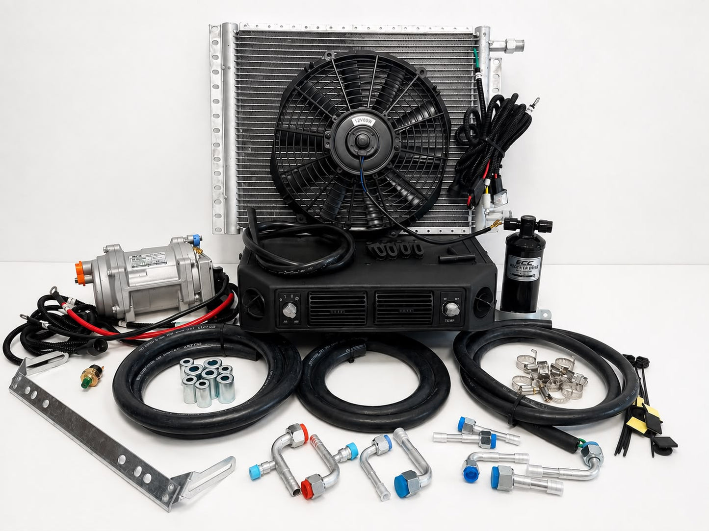 A/C KIT UNIVERSAL UNDERDASH ELECTRIC COMPRESSOR BEU 404-100 HEAT & COOL 12V