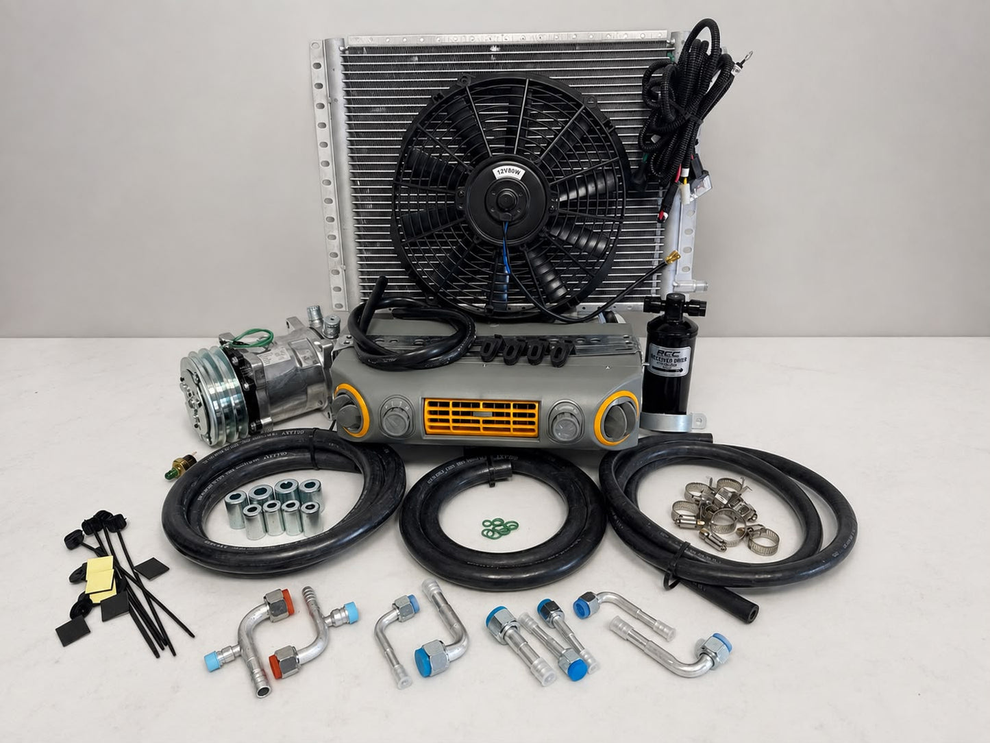 A/C KIT UNIVERSAL UNDERDASH 432-10 GREY COOL ONLY COMPRESSOR 2A SILVER 12VOLT