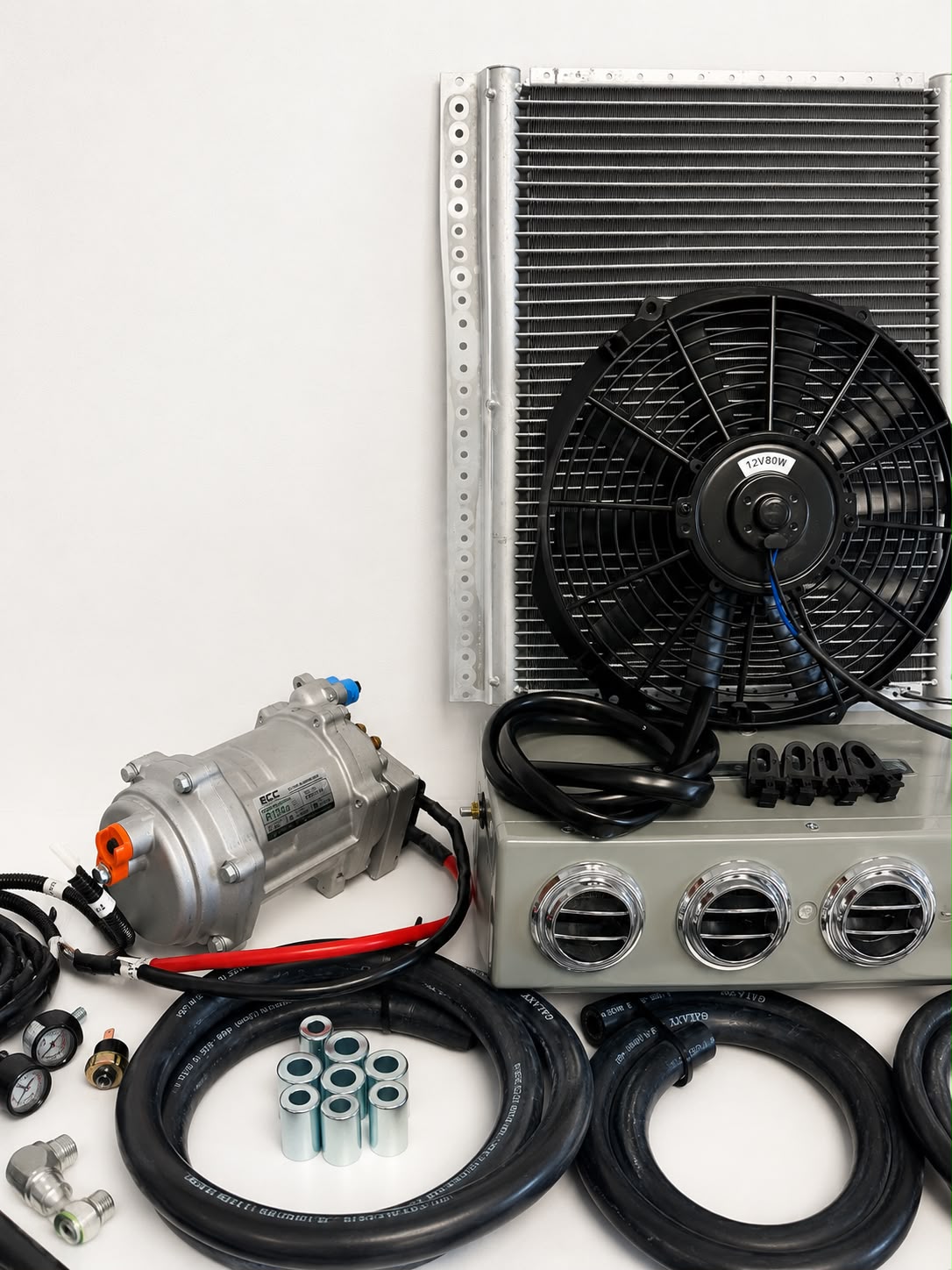 A/C KIT UNIVERSAL UNDER DASH EVAPORATOR 432-0 SH GREY CONDENSER 20*12 ELECTRIC