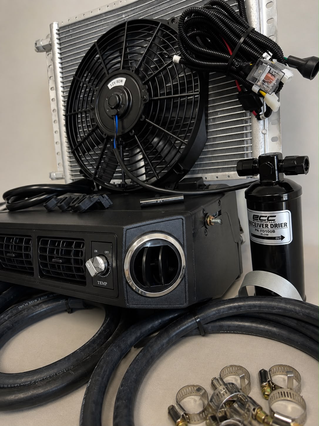 A/C KIT UNIVERSAL UNDERDASH EVAPORATOR 432-100 H/C 12V WITH ELECTRICAL HARNESS
