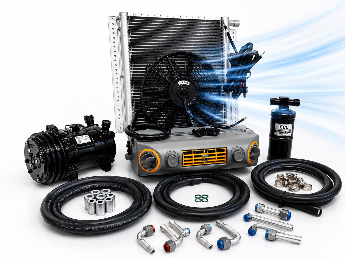 A/C KIT UNIVERSAL UNDERDASH 432-10 GREY COOL ONLY COMPRESSOR 2A BLACK 12VOLT