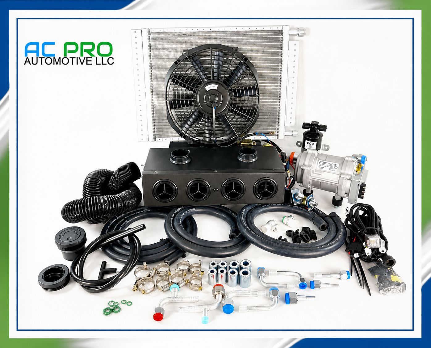 A/C KIT HEAT & COOL 404 WITH 2 AUXILIARY DEFROSTER BLACK VENT 100% ELECTRIC